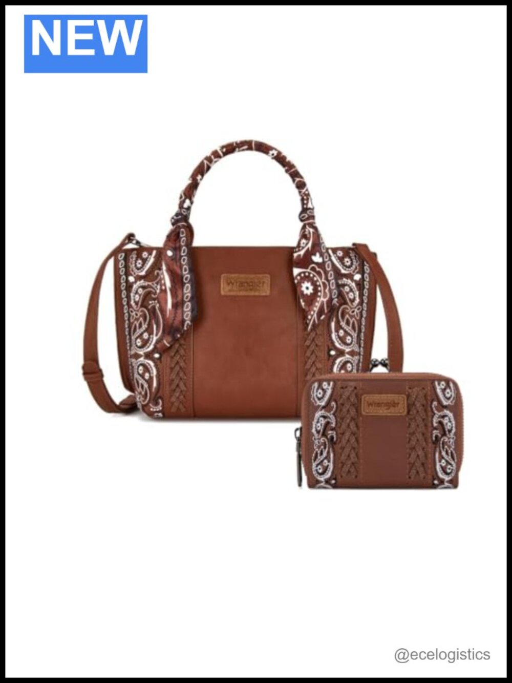 Vegan Leather Wrangler Wallet and Tote Set, Desert Paisley, Structured Handbag